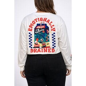 Octopied Mind Drained Juice Box Crop Long Sleeve Shirt Women's XS